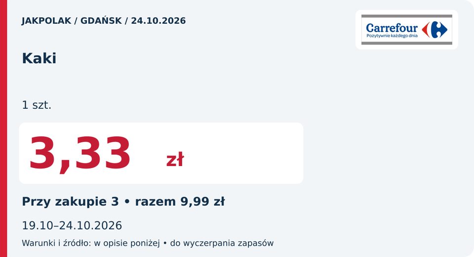 Carrefour — Kaki, 3,33 zł; Obowiązuje 2026-10-24
